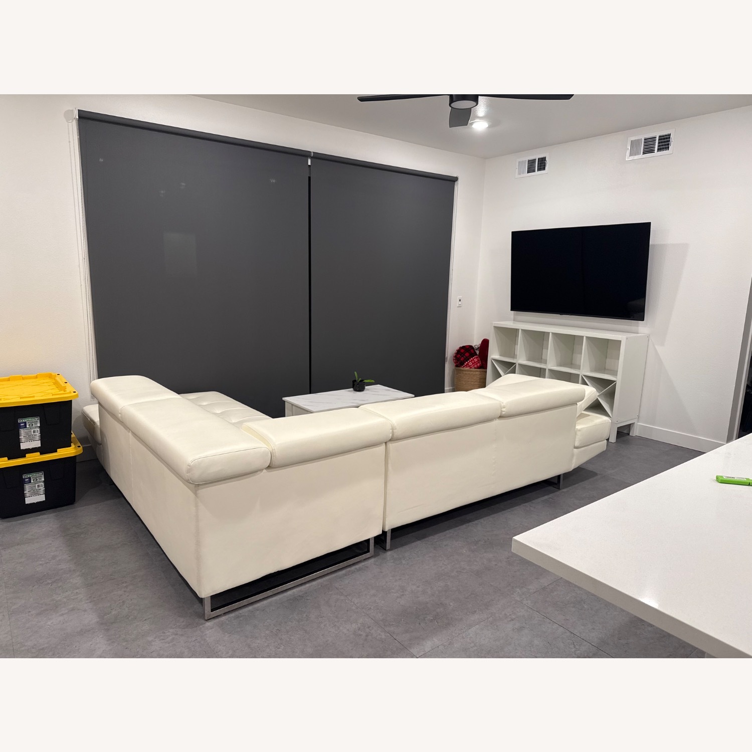 White Faux Leather 2 Piece Sectional - image-4