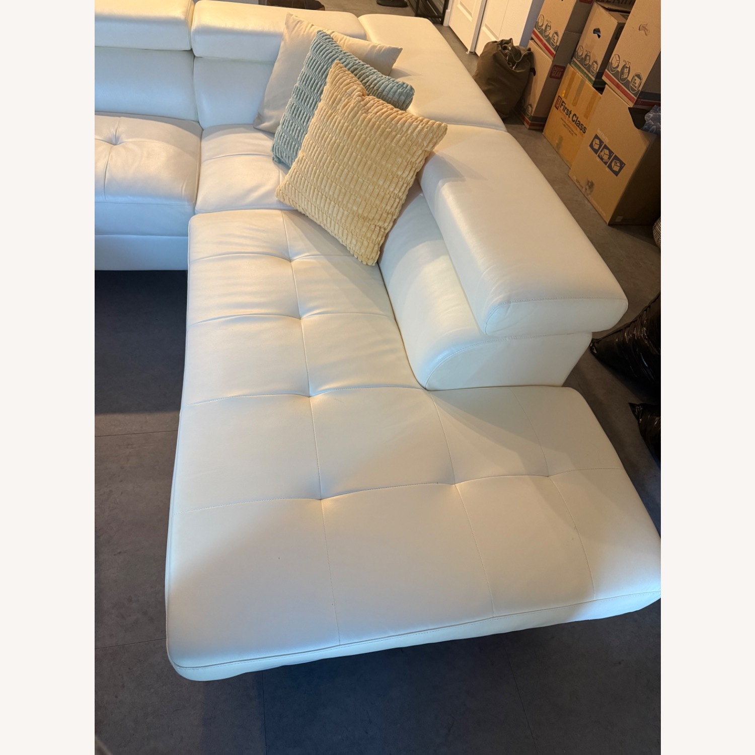 White Faux Leather 2 Piece Sectional - image-2