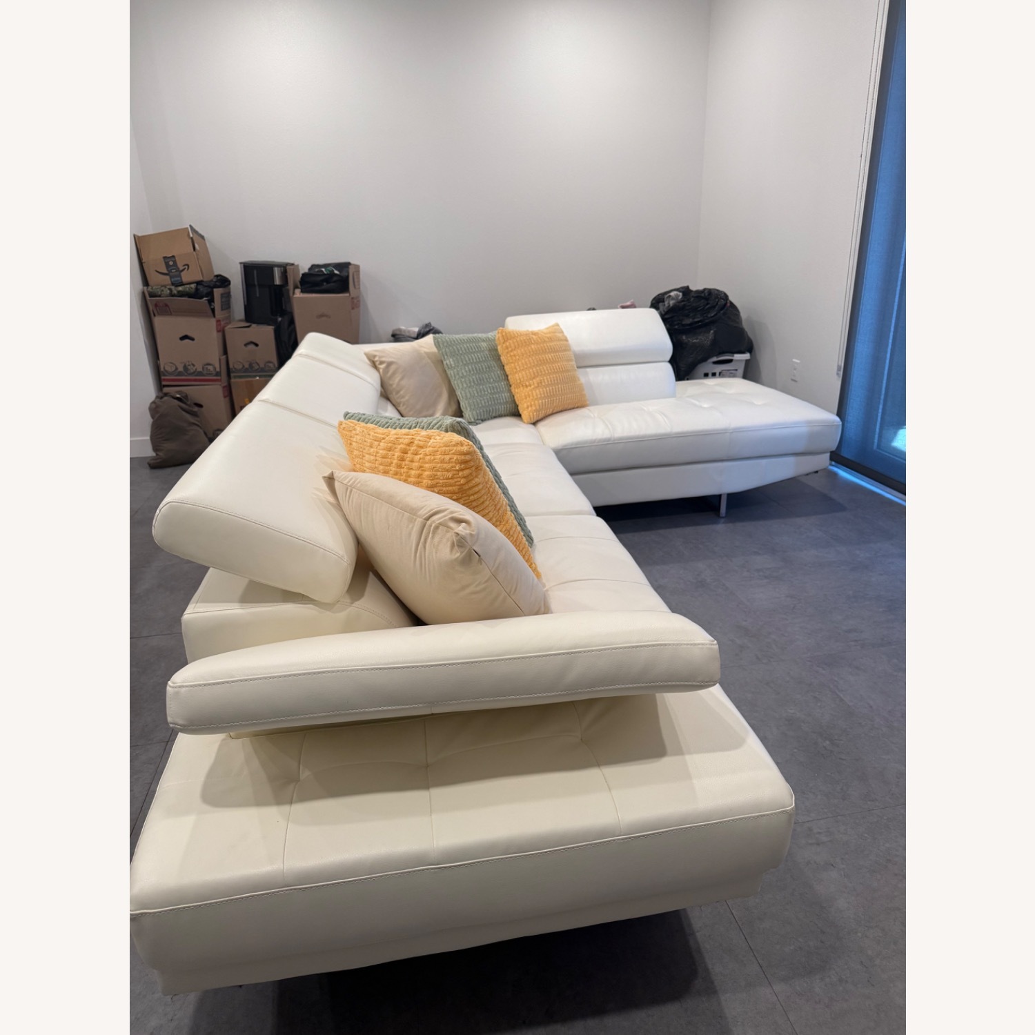 White Faux Leather 2 Piece Sectional - image-1