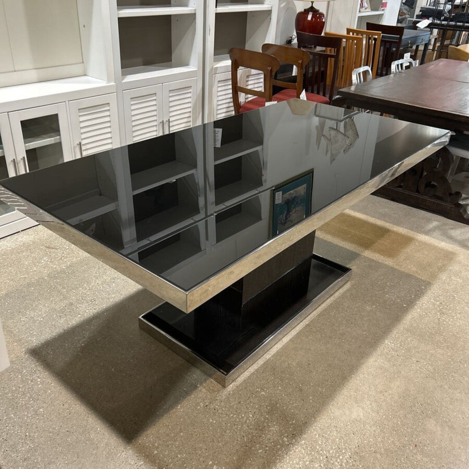 Scandinavian Designs Svante Contemporary Glass Top Dining Table - image-1