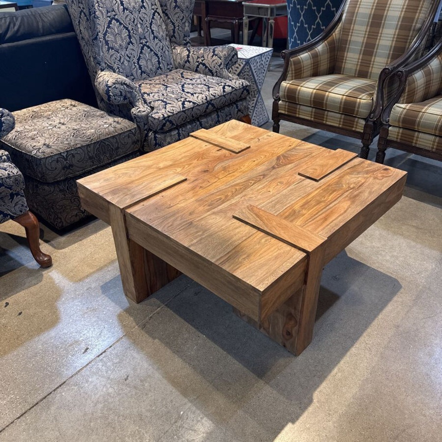 Samira Natural Sheesham Wooden Square Coffee Table - image-3