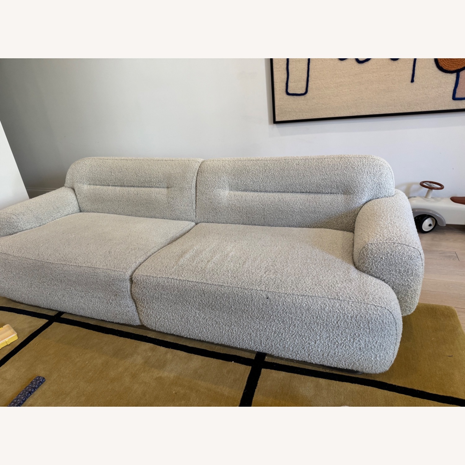 CB2 Light Gray Boucle 2 Seater Sofa - image-1