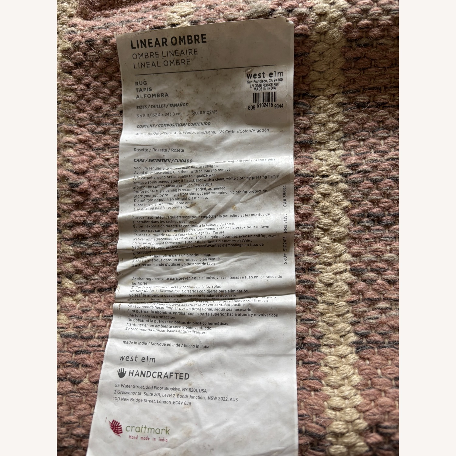 West Elm Linear Ombre Rug 5' x 8' - image-3