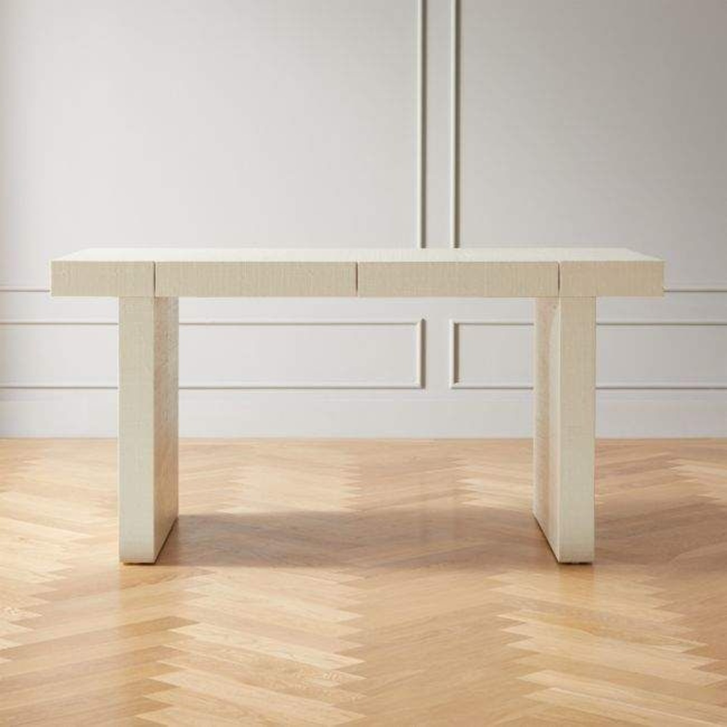 CB2 Bianca Lacquered Linen Parsons Desk - image-1
