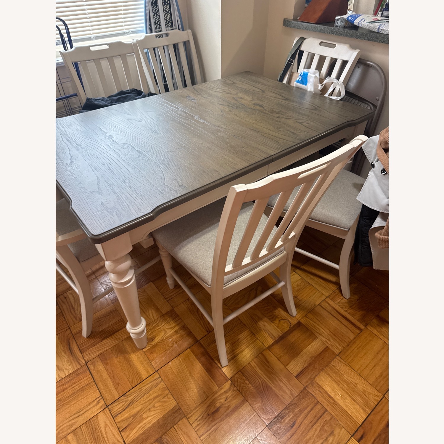 Light Gray Wood Dining Table - image-2