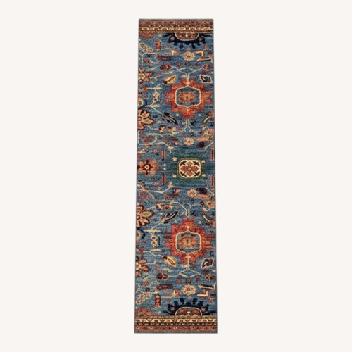 Used Modern Pakistani Runner, Blue & Rust, 3’5” x 15’ for sale on AptDeco
