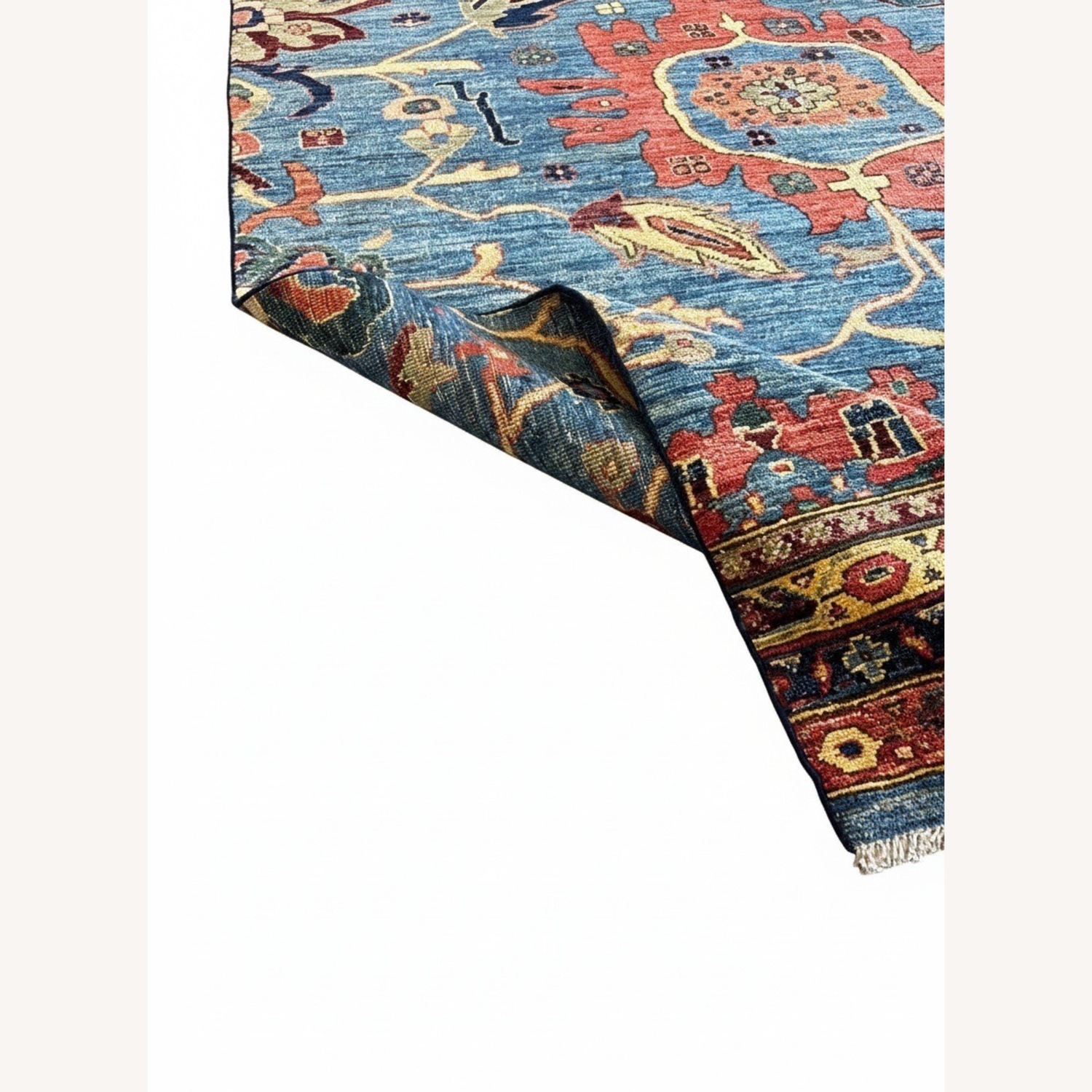 Modern Pakistani Runner, Blue & Rust, 3’5” x 15’ - image-3