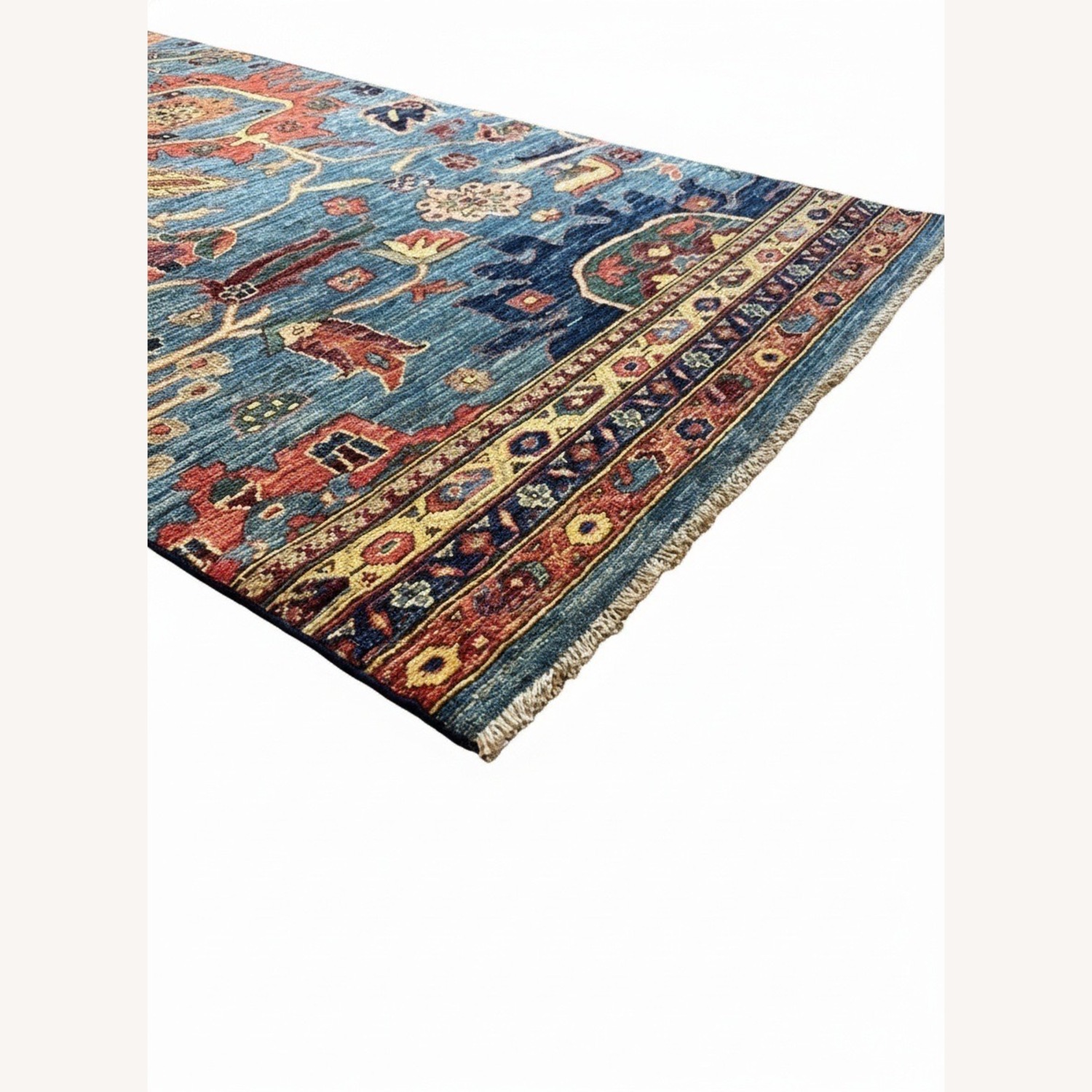 Modern Pakistani Runner, Blue & Rust, 3’5” x 15’ - image-2