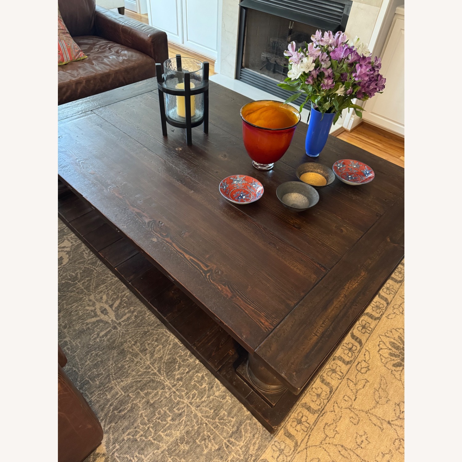 Restoration Hardware Dark Brown Wood Coffee Table - image-7