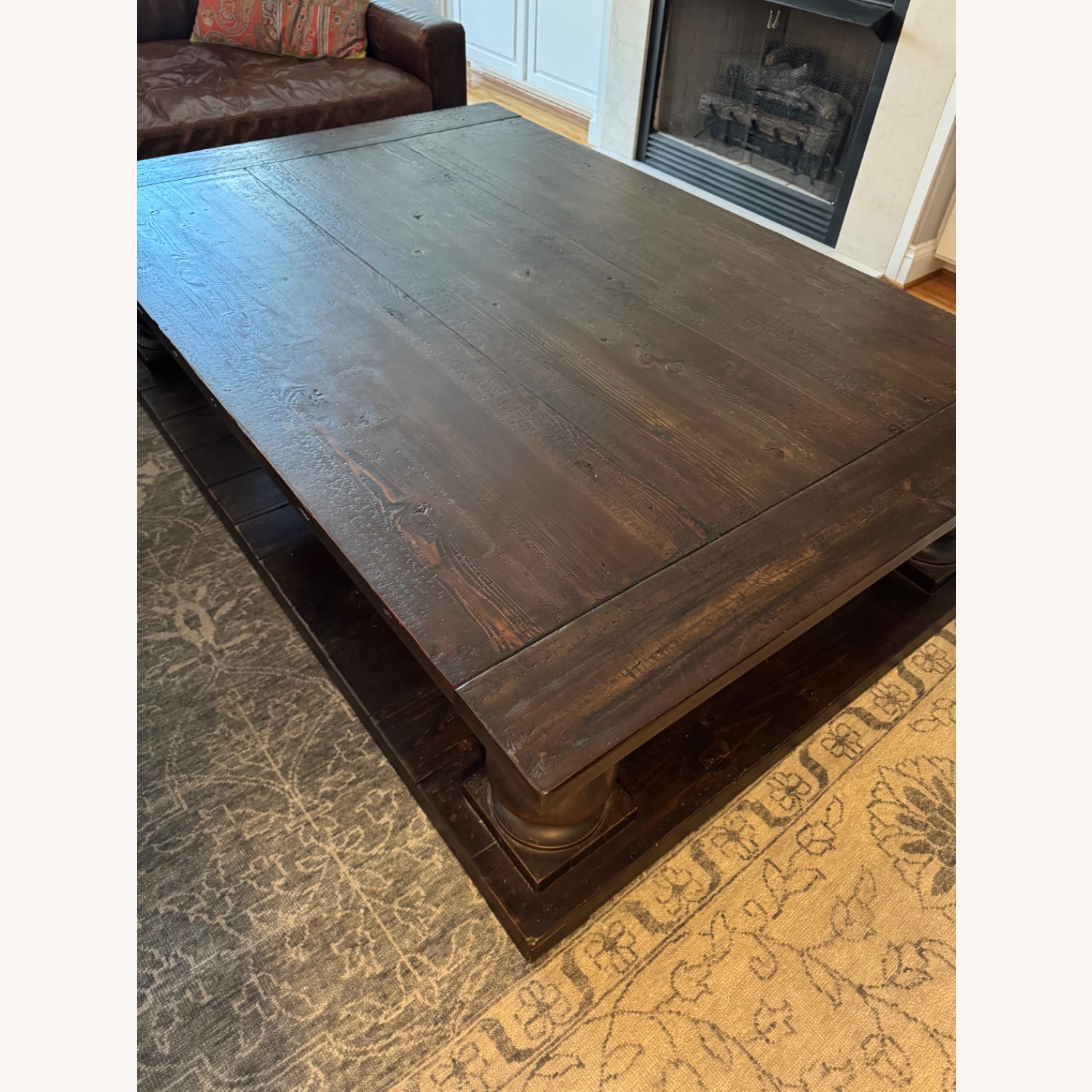 Restoration Hardware Dark Brown Wood Coffee Table - image-5