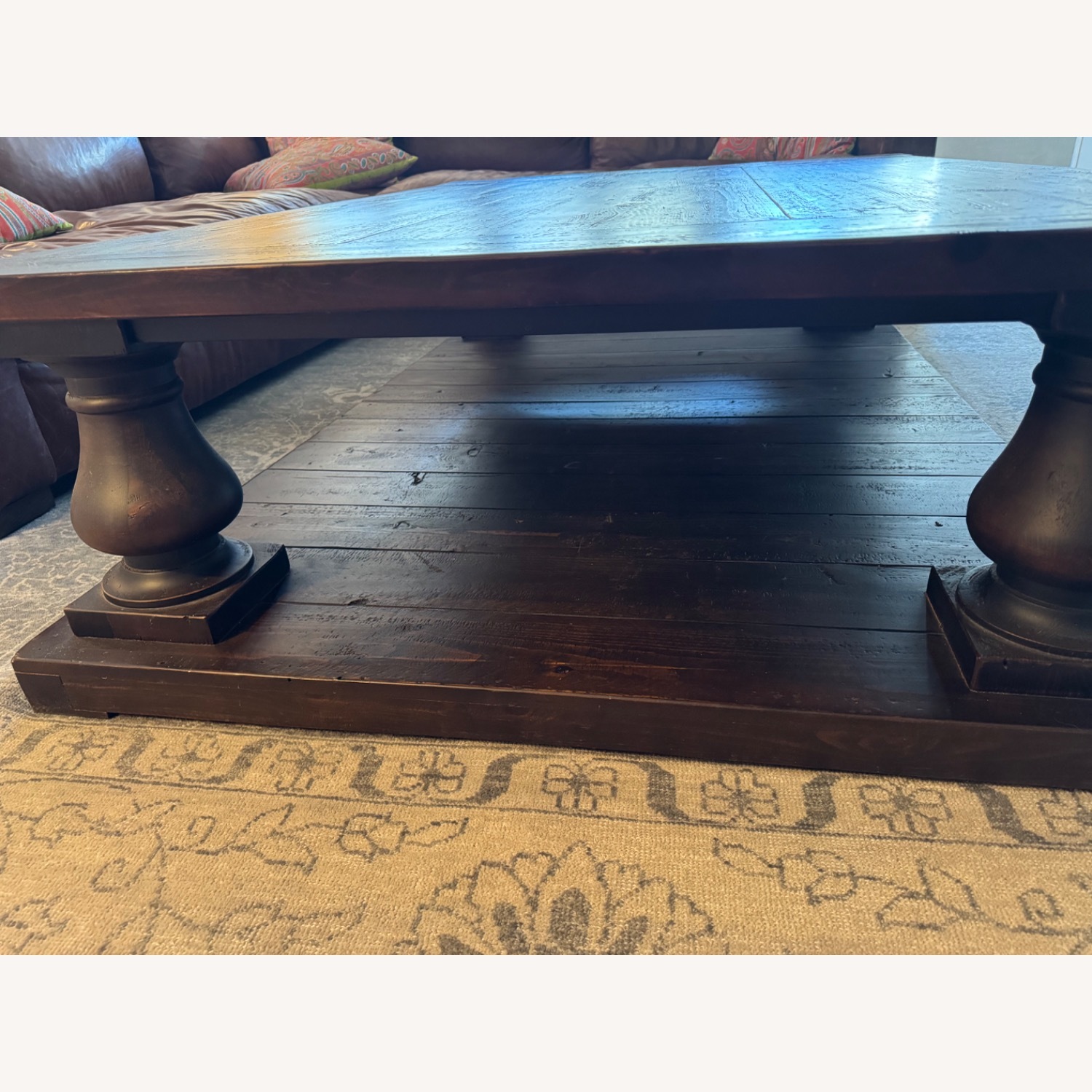 Restoration Hardware Dark Brown Wood Coffee Table - image-2