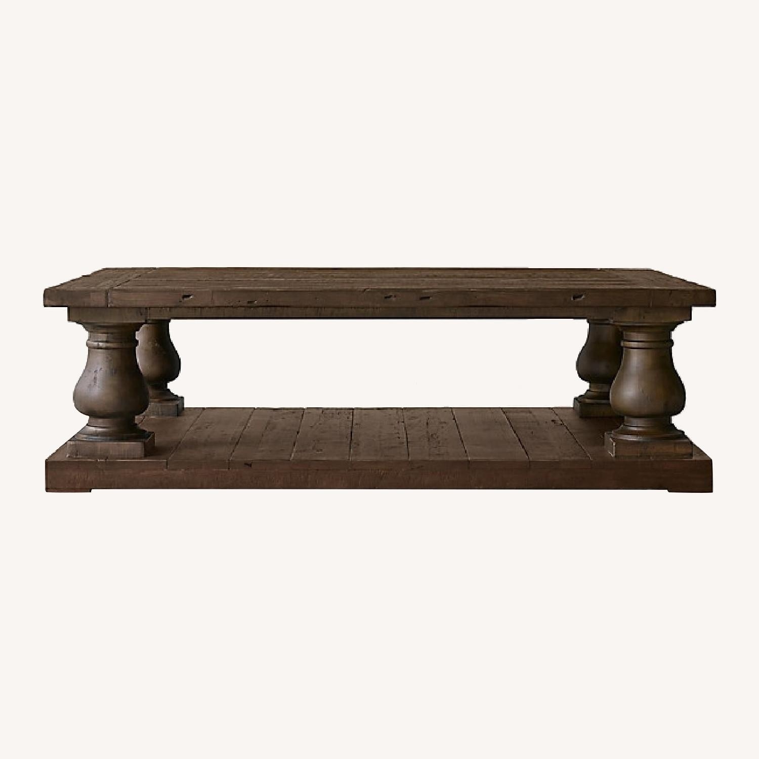 Restoration Hardware Dark Brown Wood Coffee Table - image-8
