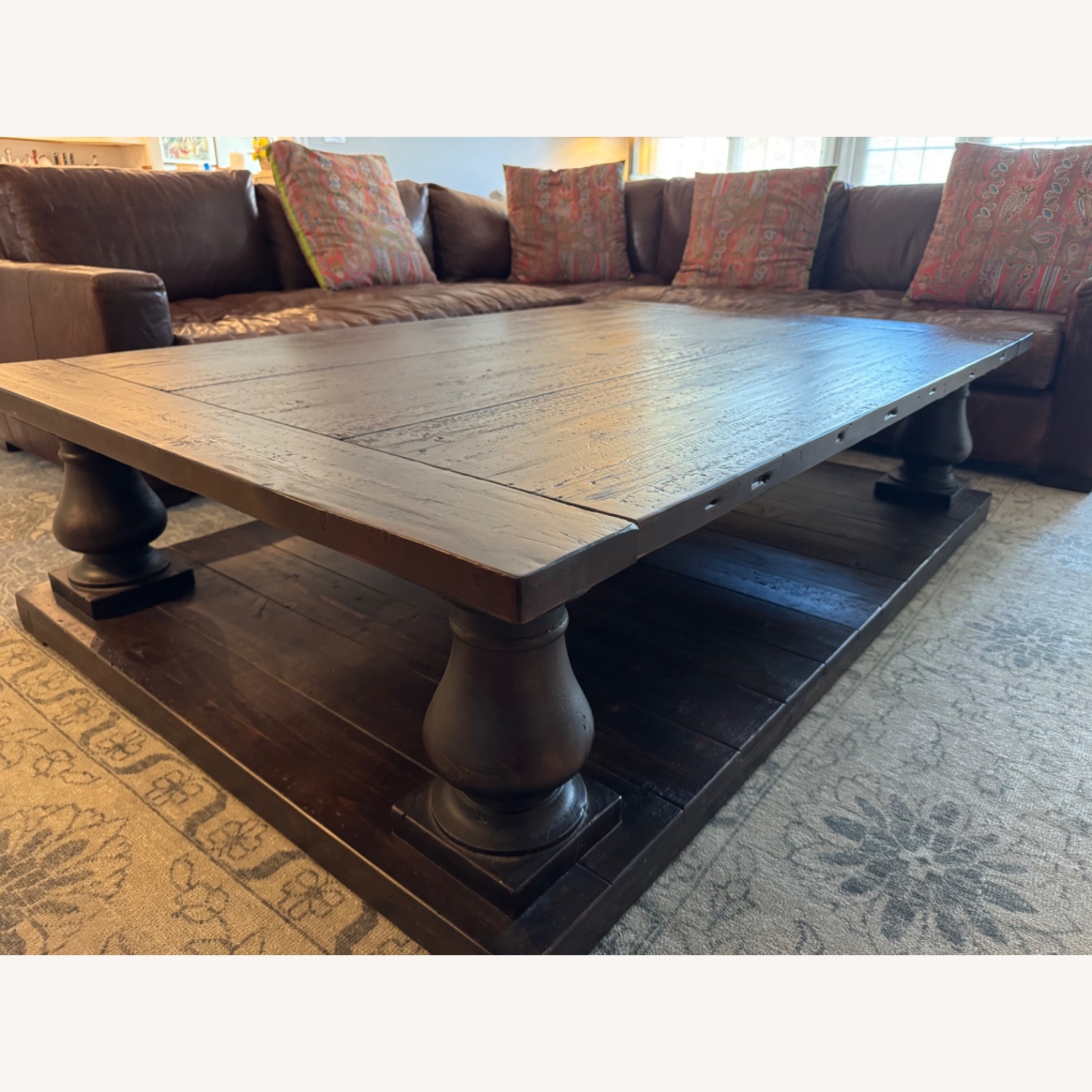 Restoration Hardware Dark Brown Wood Coffee Table - image-1