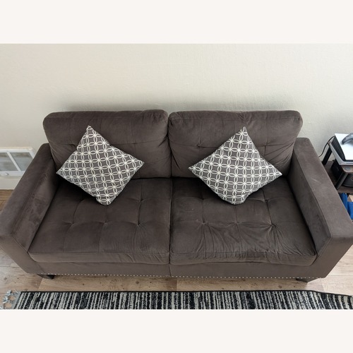Used 3 Seater Dark Brown Velvet Loveseat for sale on AptDeco