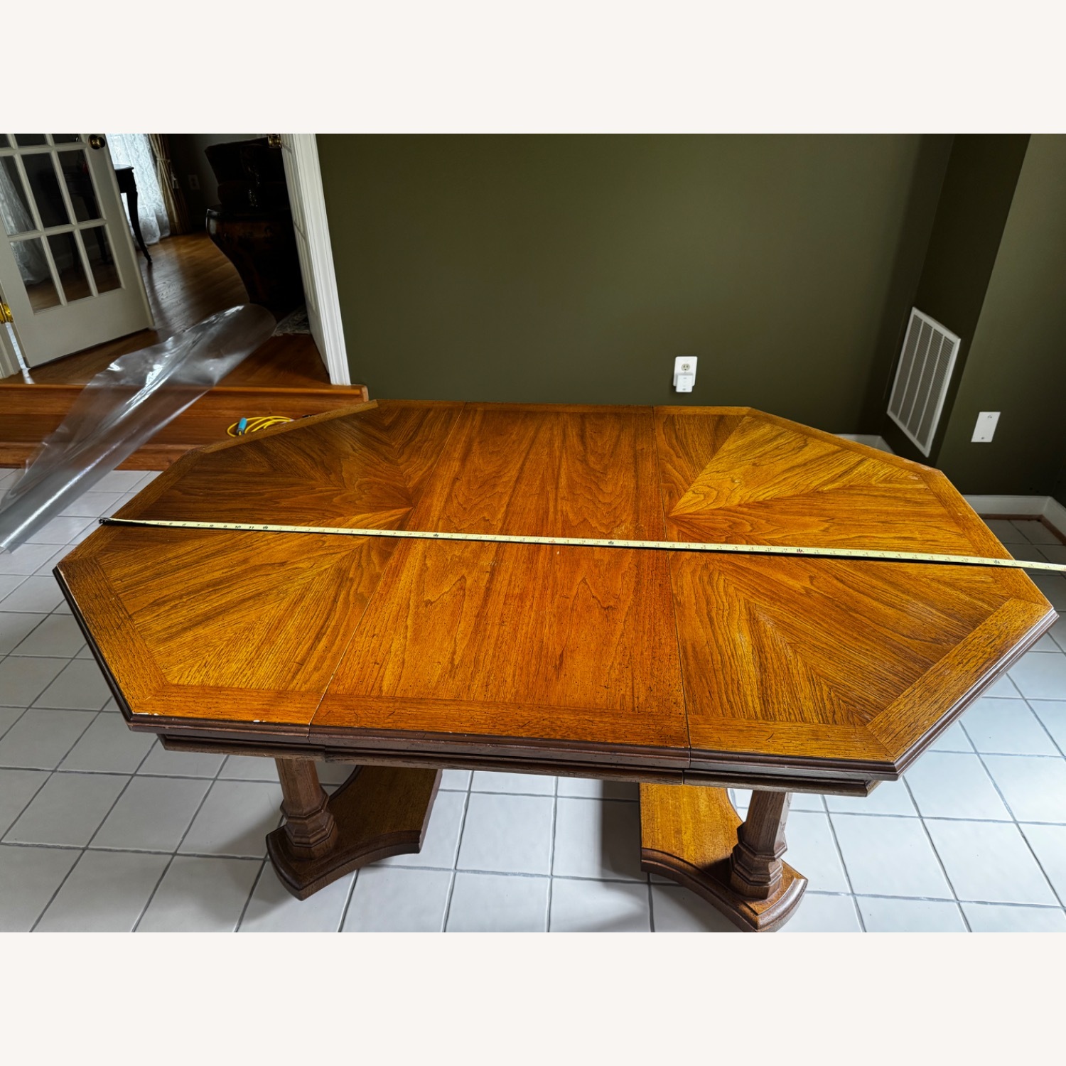 Solid Wood Dining Table With Chairs and Leaves - image-2