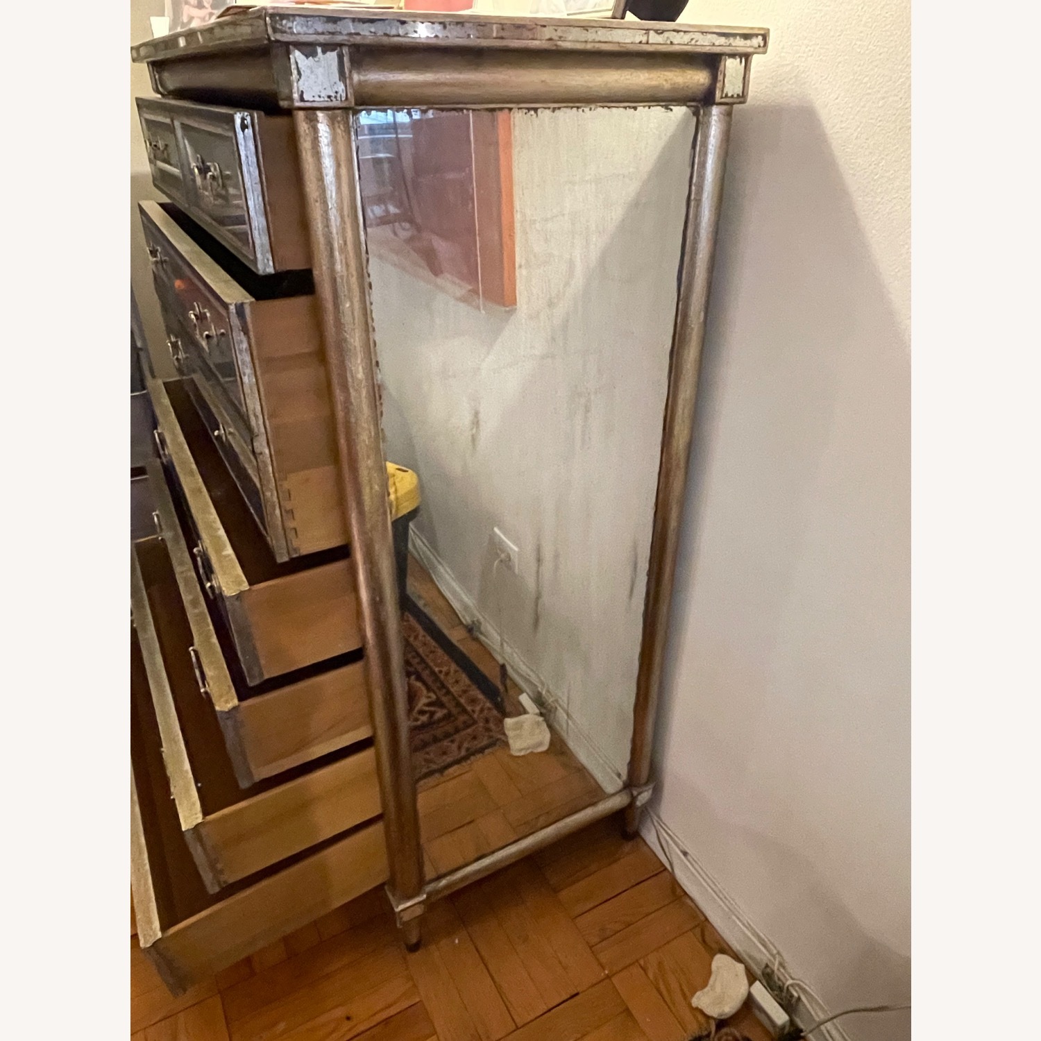 Vintage Mirrored Wooden 6 Drawer Dresser  - image-1