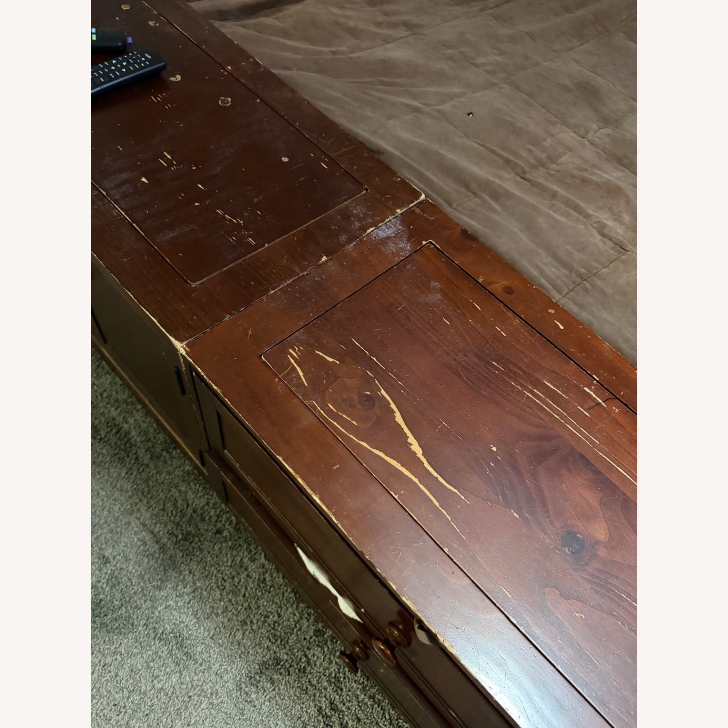 Dark Brown Wood Queen Bed - image-4