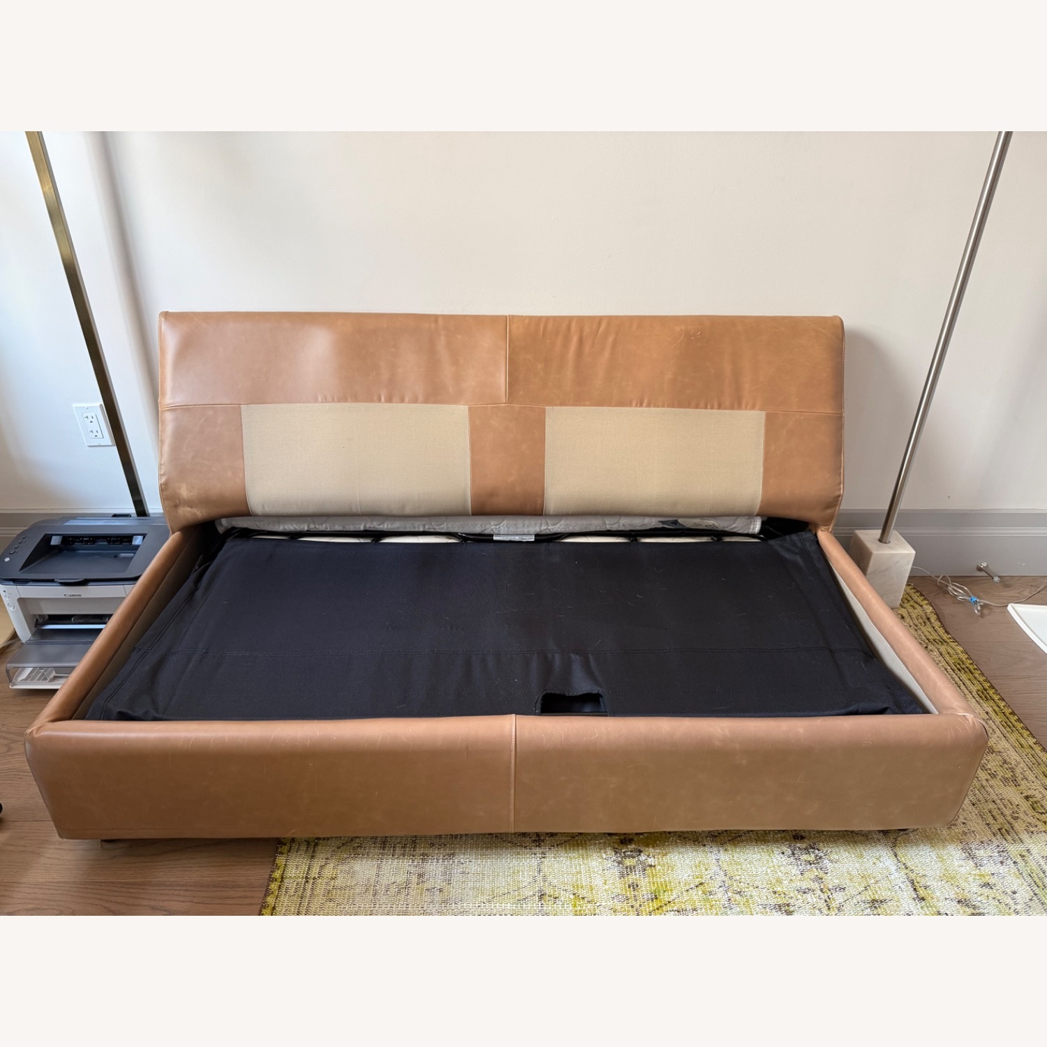 Crate & Barrel Axis Light Brown Leather Sleeper Sofa - image-4