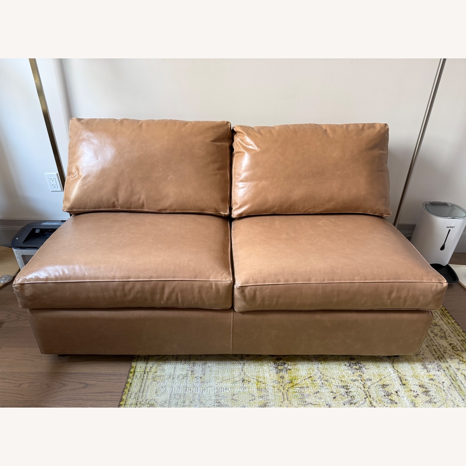 Crate & Barrel Axis Light Brown Leather Sleeper Sofa - image-2