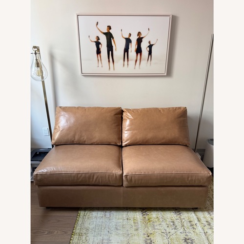 Used Crate & Barrel Axis Light Brown Leather Sleeper Sofa for sale on AptDeco