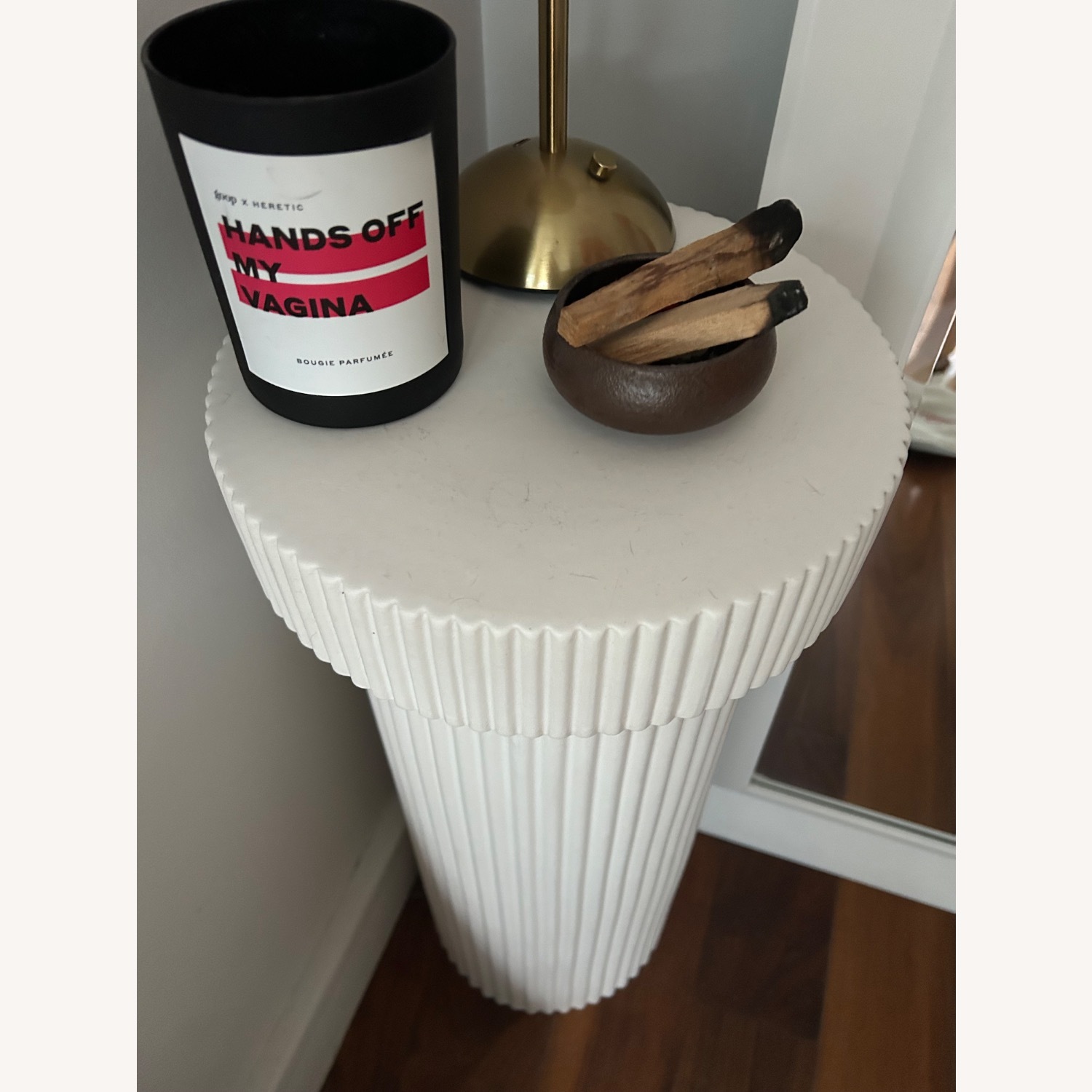 West Elm White Fluted Drink Table (10") - image-4