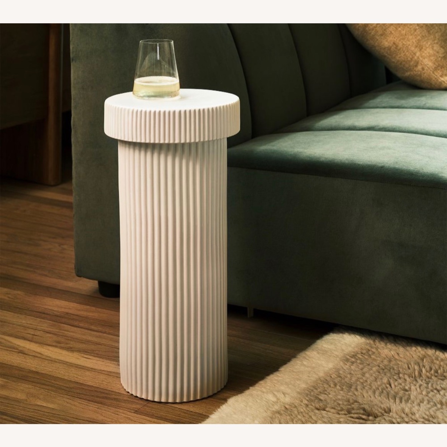 West Elm White Fluted Drink Table (10") - image-1
