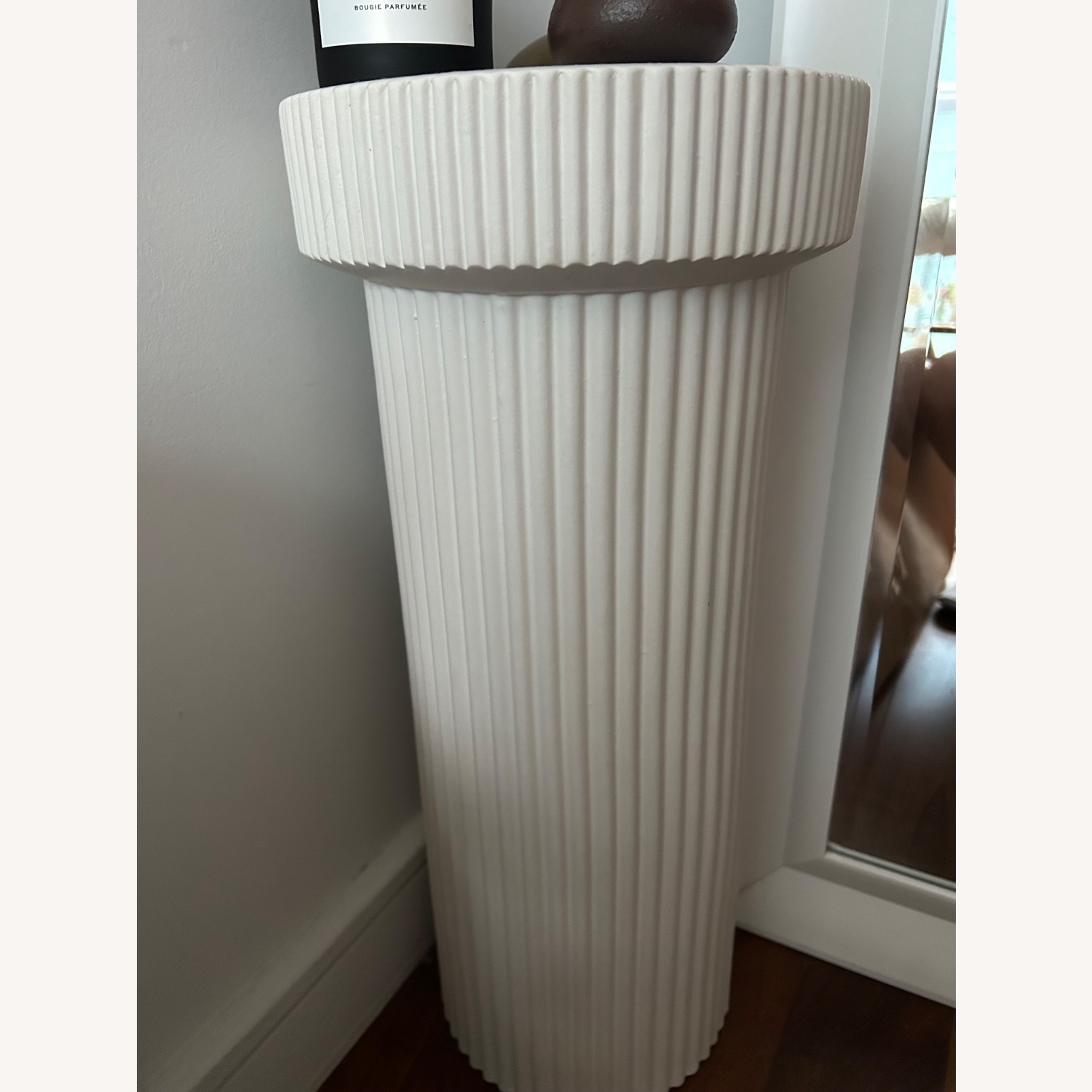 West Elm White Fluted Drink Table (10") - image-3
