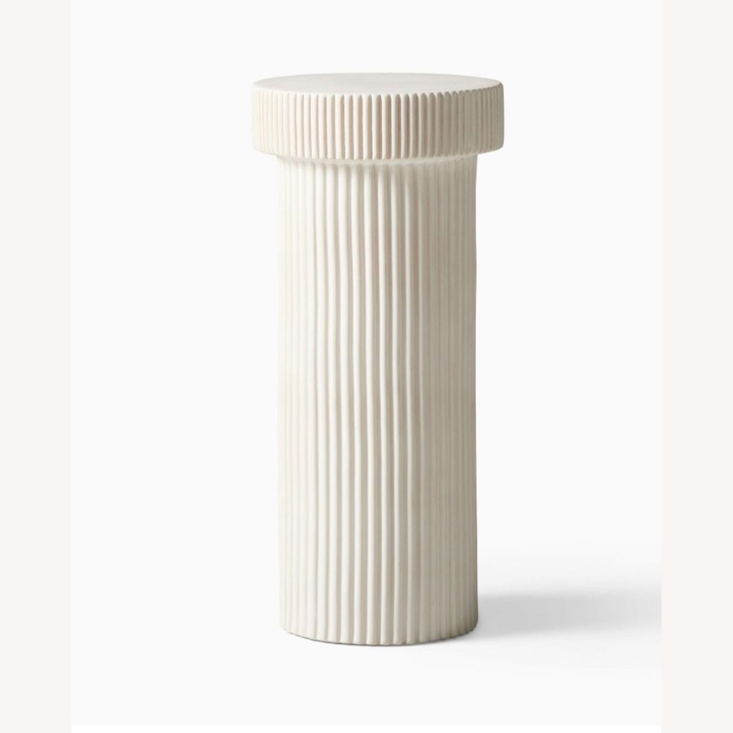 West Elm White Fluted Drink Table (10") - image-2