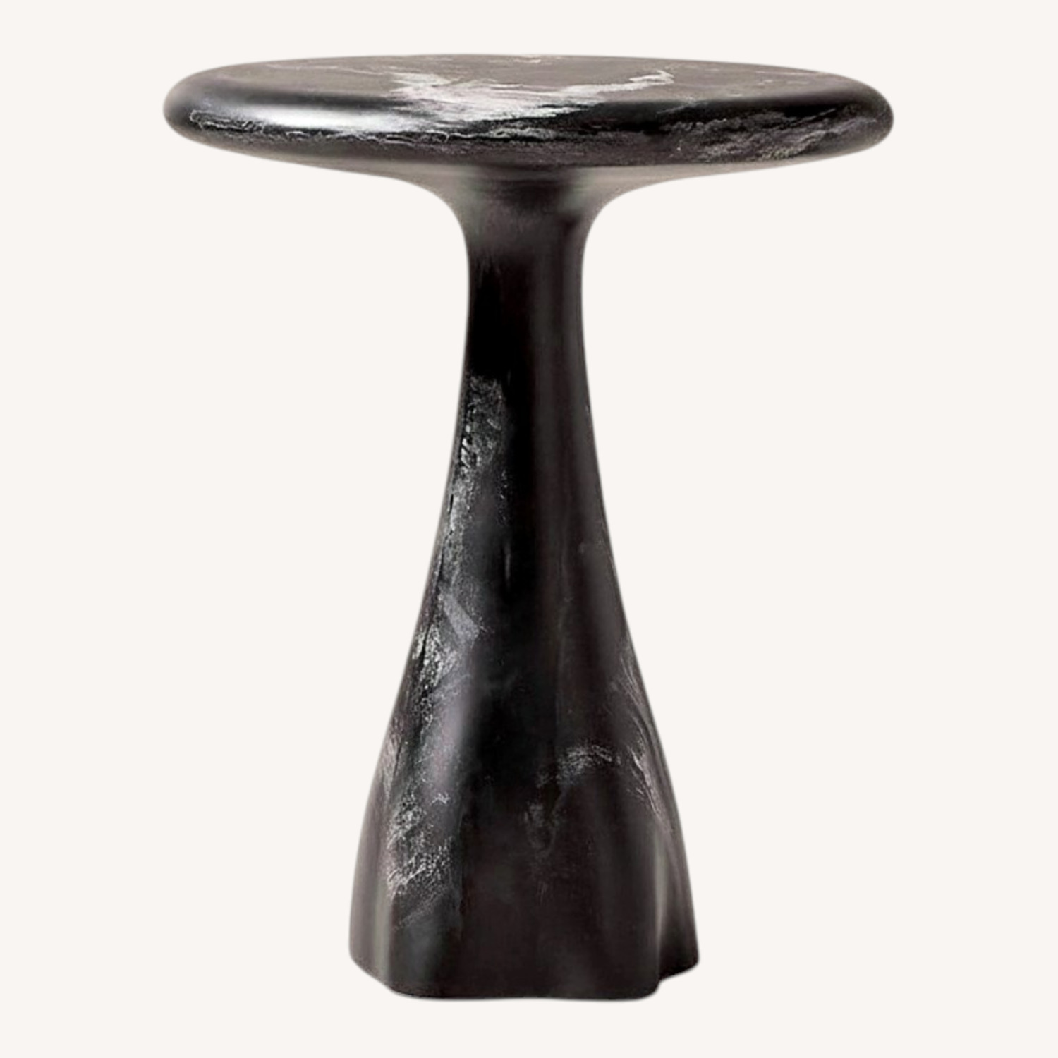 CB2 Espira Round Black Marbled Resin Side Table - image-0