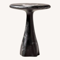 CB2 Espira Round Black Marbled Resin Side Table