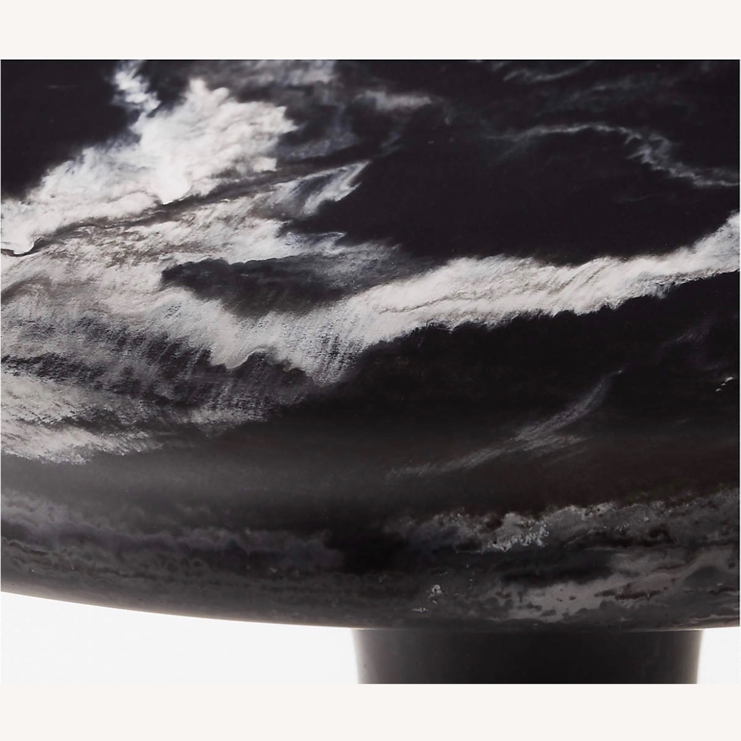 CB2 Espira Round Black Marbled Resin Side Table - image-3