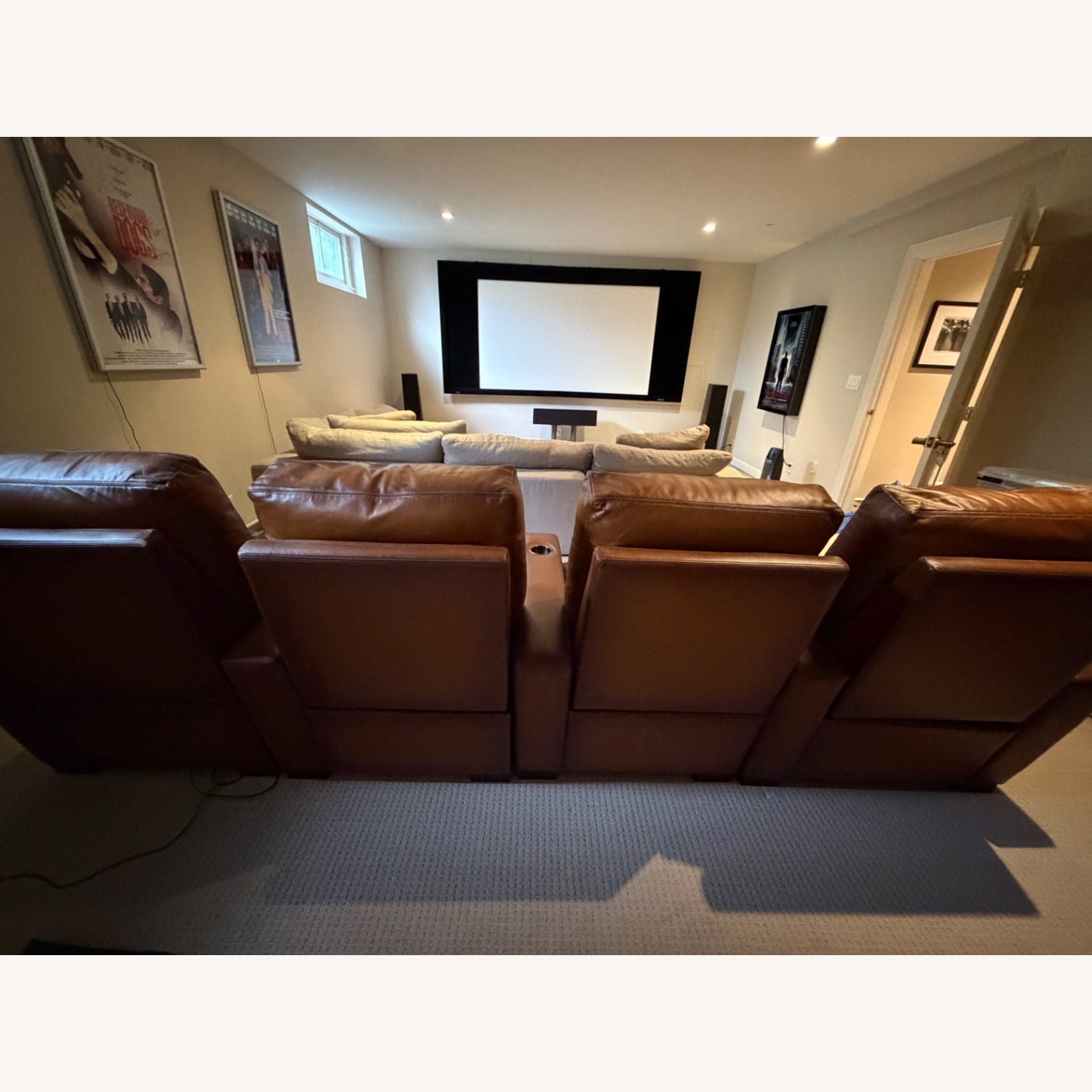 Pottery Barn Dark Brown Leather Recliners - image-5