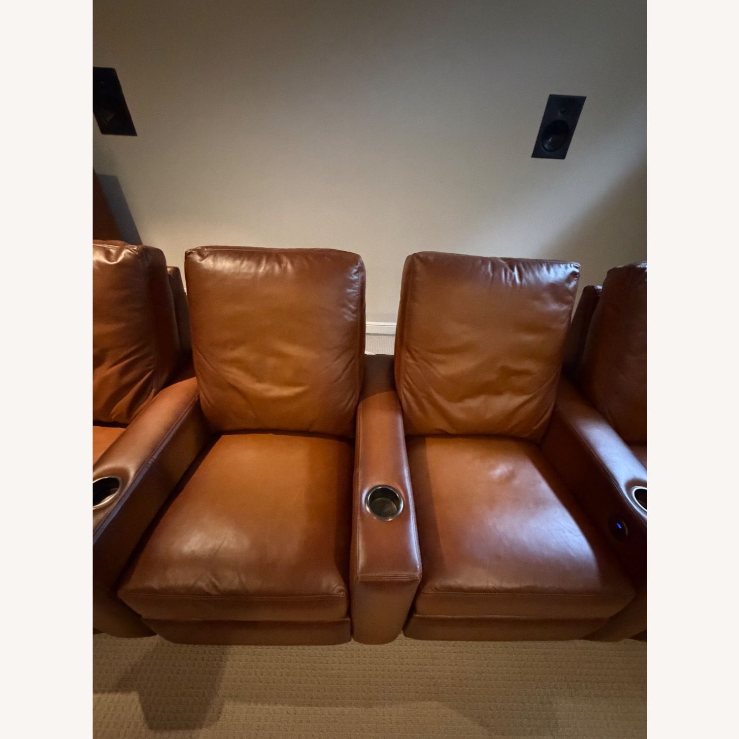 Pottery Barn Dark Brown Leather Recliners - image-3