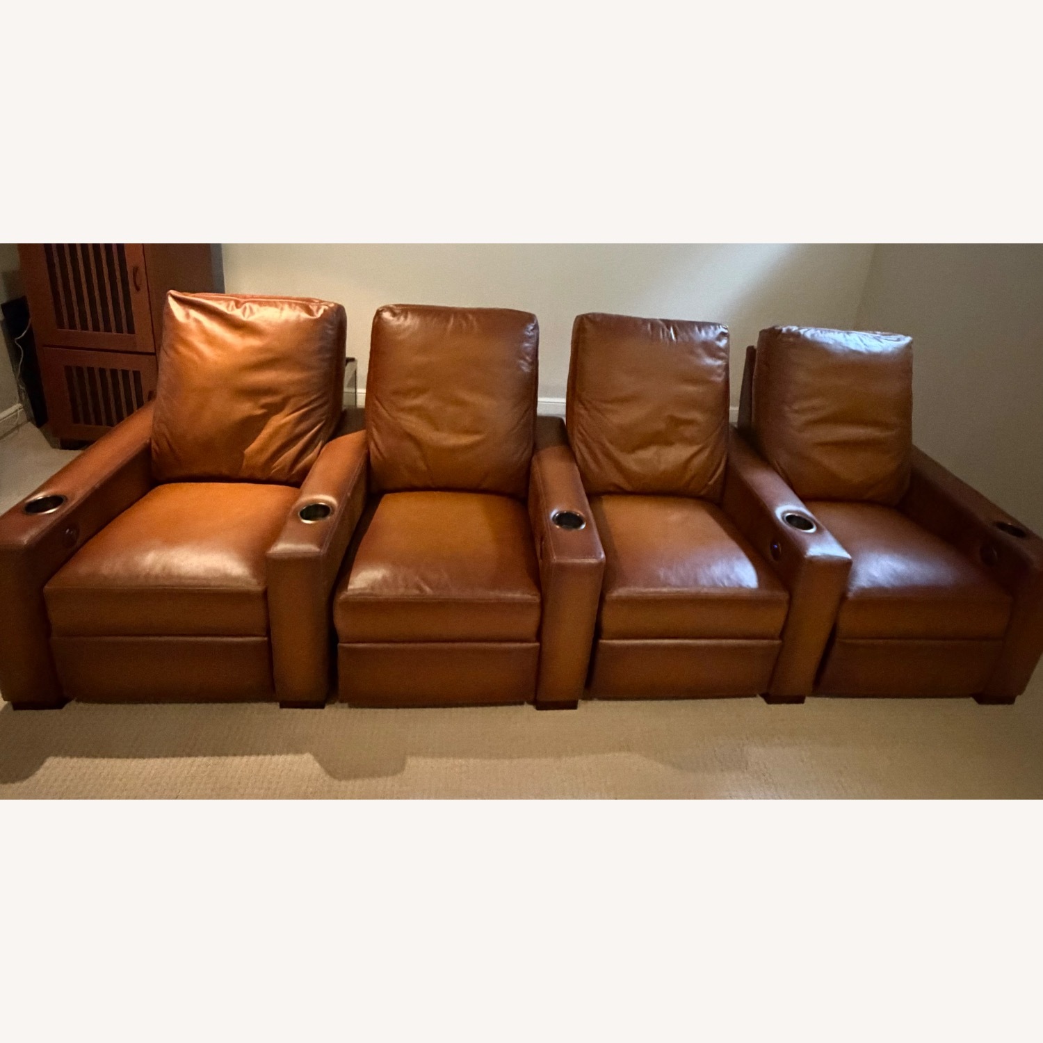 Pottery Barn Dark Brown Leather Recliners - image-2