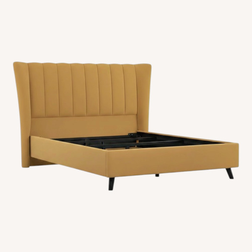 Used Yellow Velvet Queen Bed for sale on AptDeco