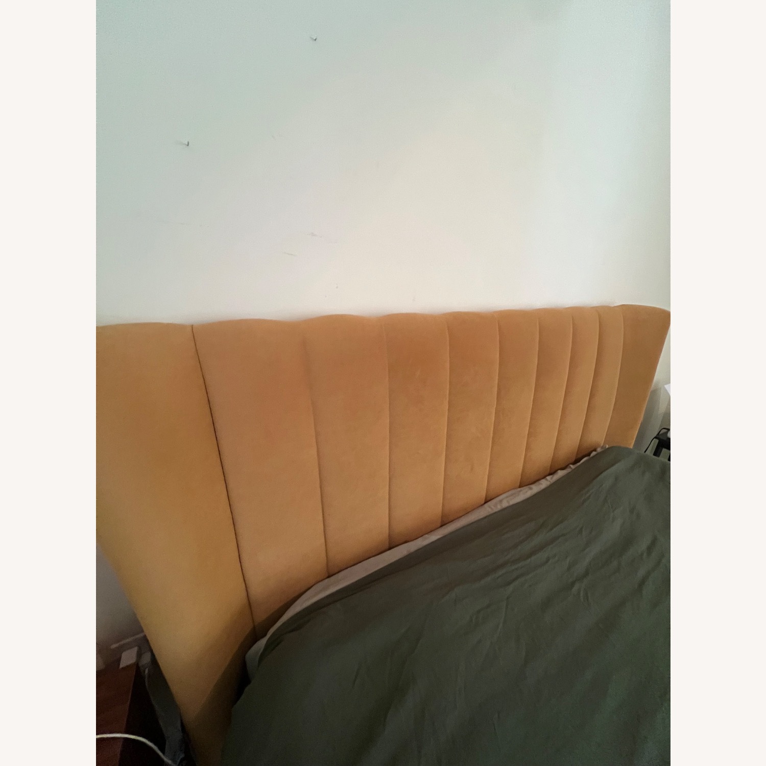 Yellow Velvet Queen Bed  - image-3