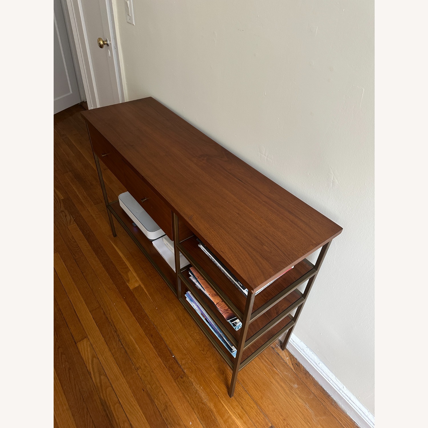 West Elm Nook Mid-Century Walnut & Brass Console - image-8