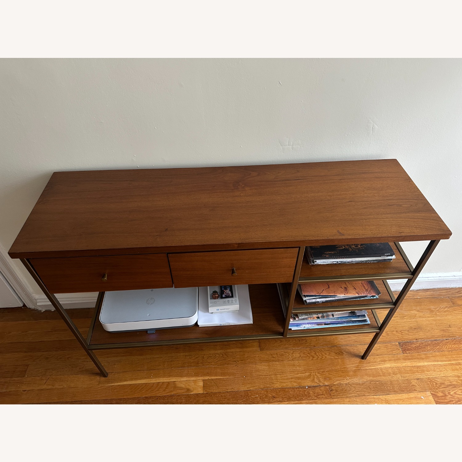 West Elm Nook Mid-Century Walnut & Brass Console - image-5