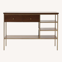 West Elm Nook Mid-Century Walnut & Brass Console