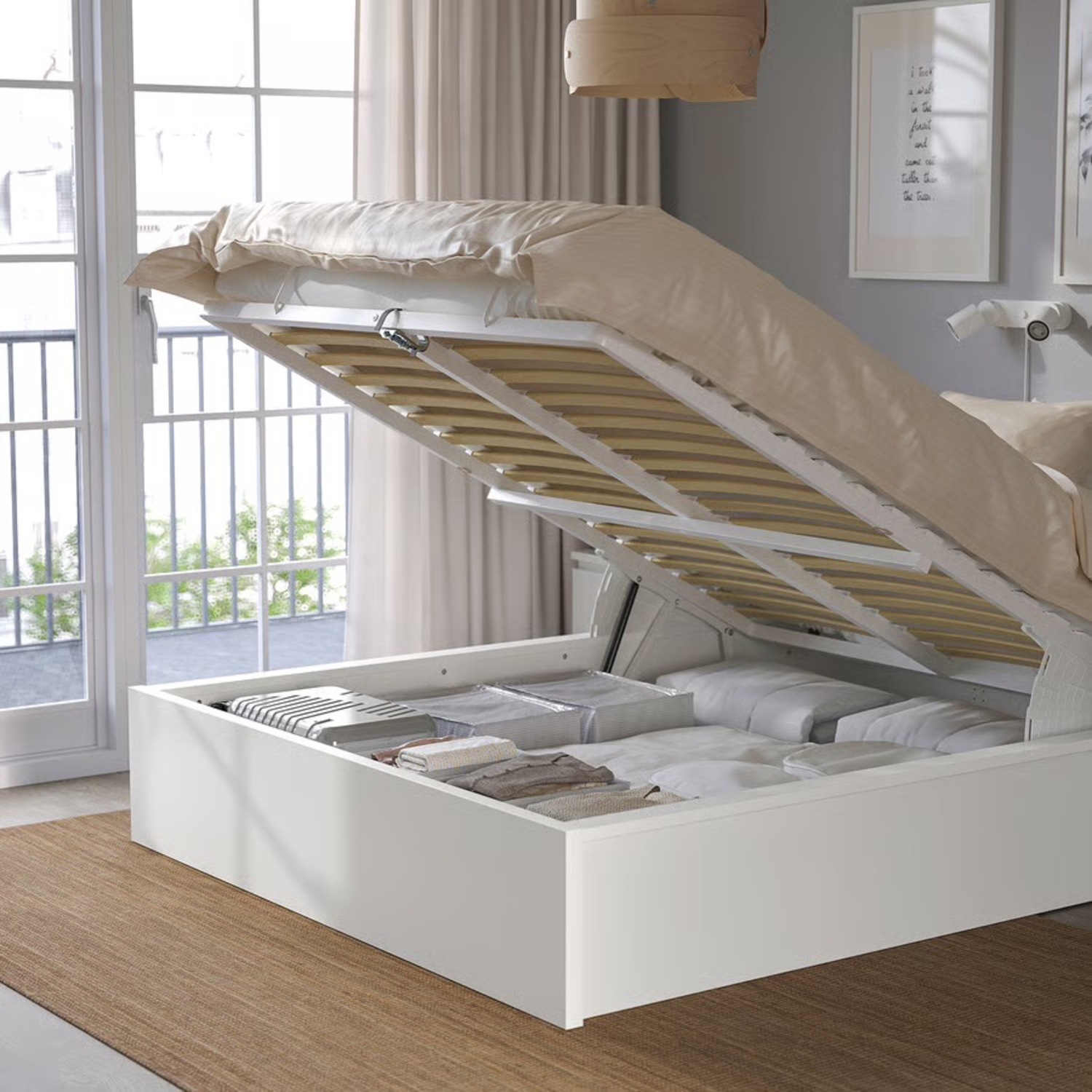 IKEA White Malm Queen Storage Bed - image-5