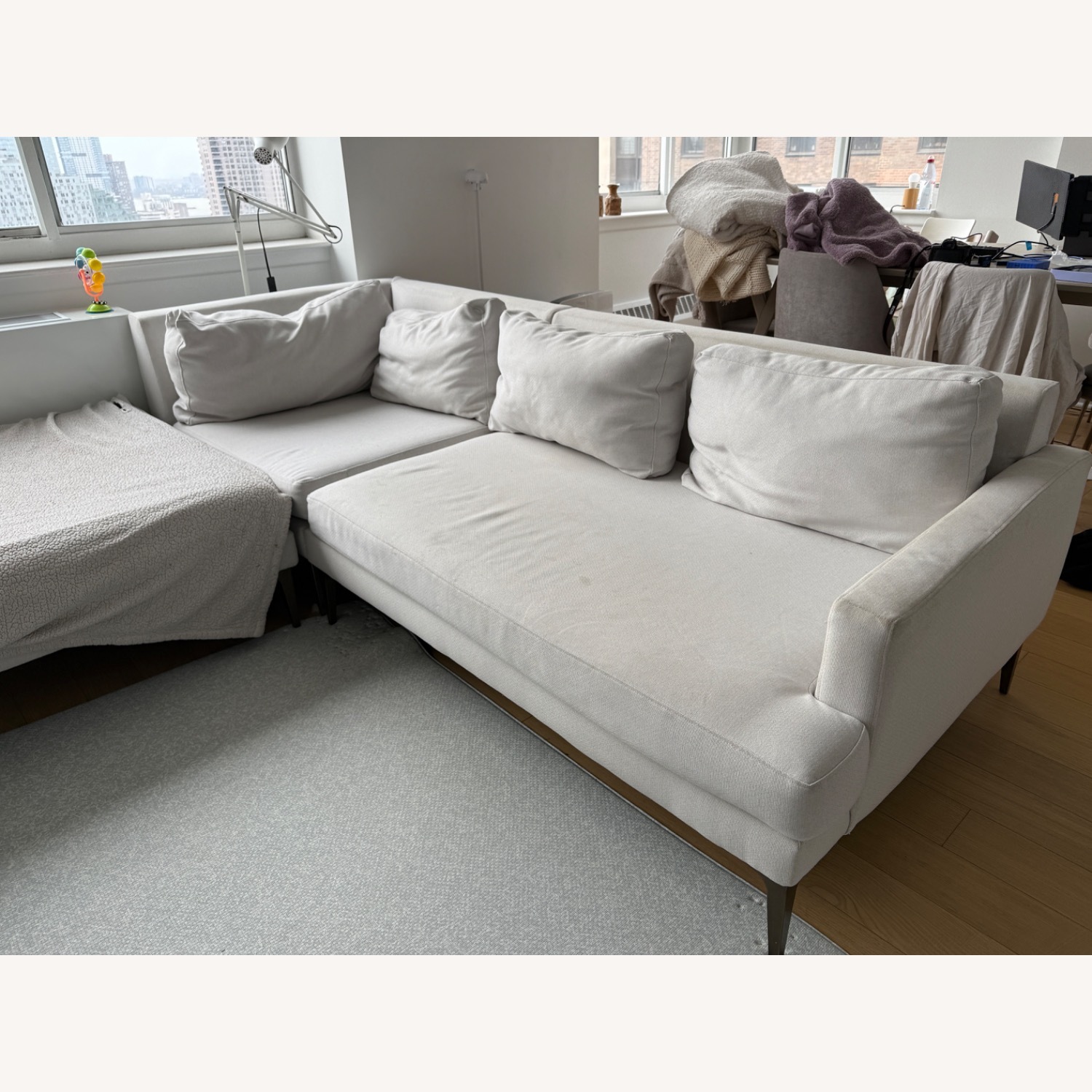 West Elm Andes White Fabric 3+ Seater Sofa - image-2