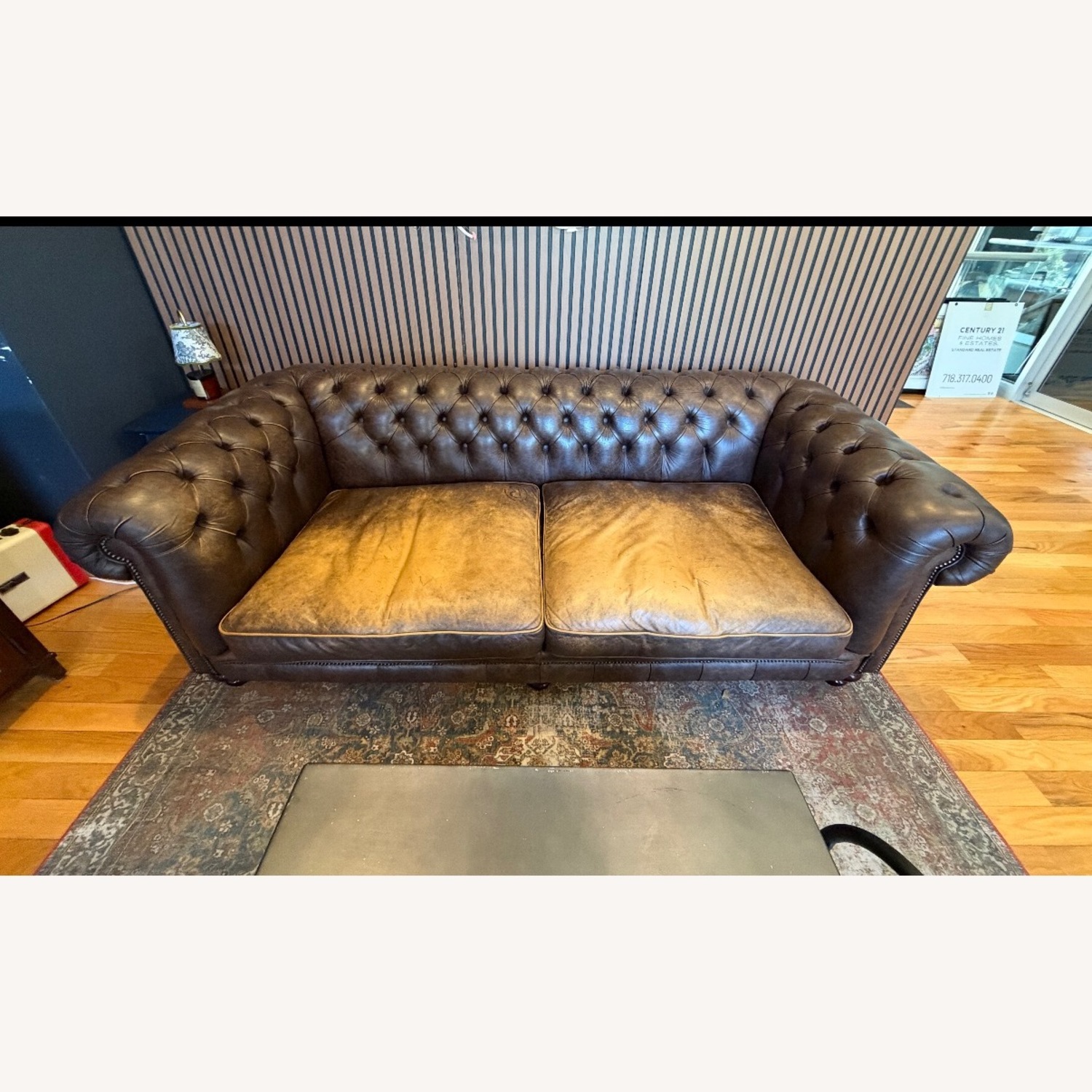Chesterfield Couch - Texas Saloon Brown Leather - image-1