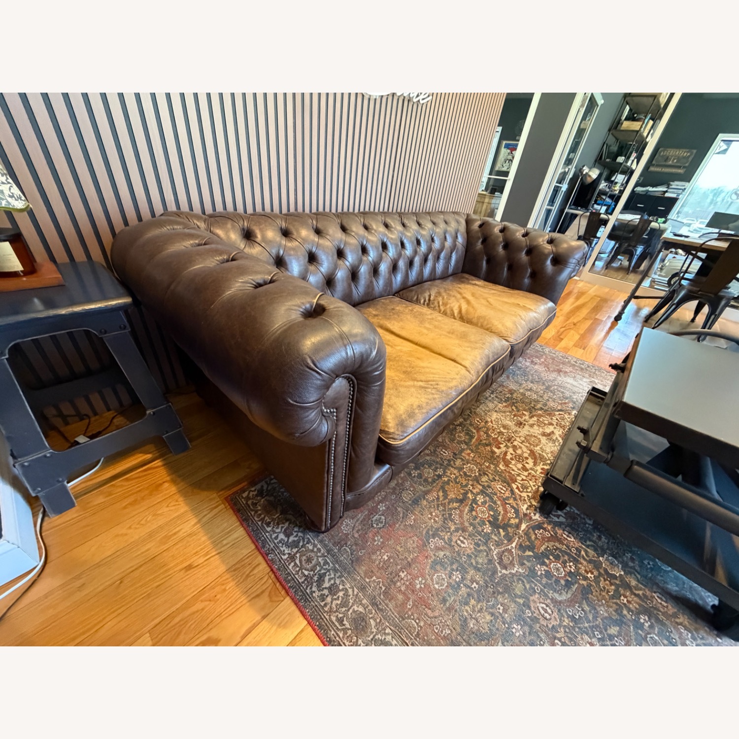 Chesterfield Couch - Texas Saloon Brown Leather - image-3