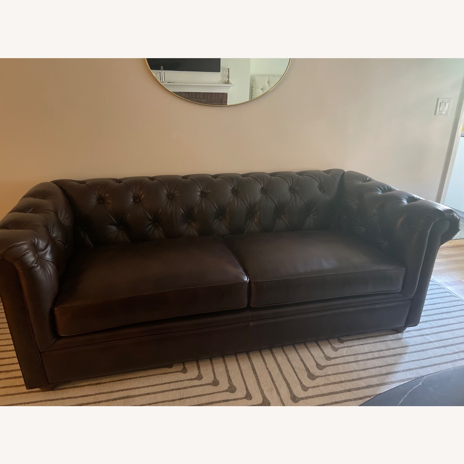Pottery Barn Dark Brown Leather 3+ Seater Sofa - image-6