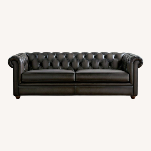 Used Pottery Barn Dark Brown Leather 3+ Seater Sofa for sale on AptDeco