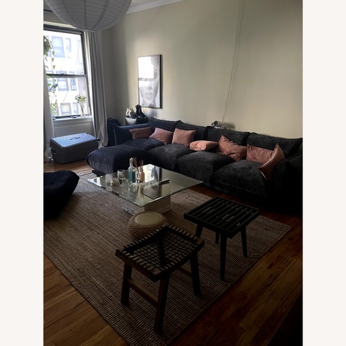 Used Blue Velvet 5 Piece Sectional for sale on AptDeco