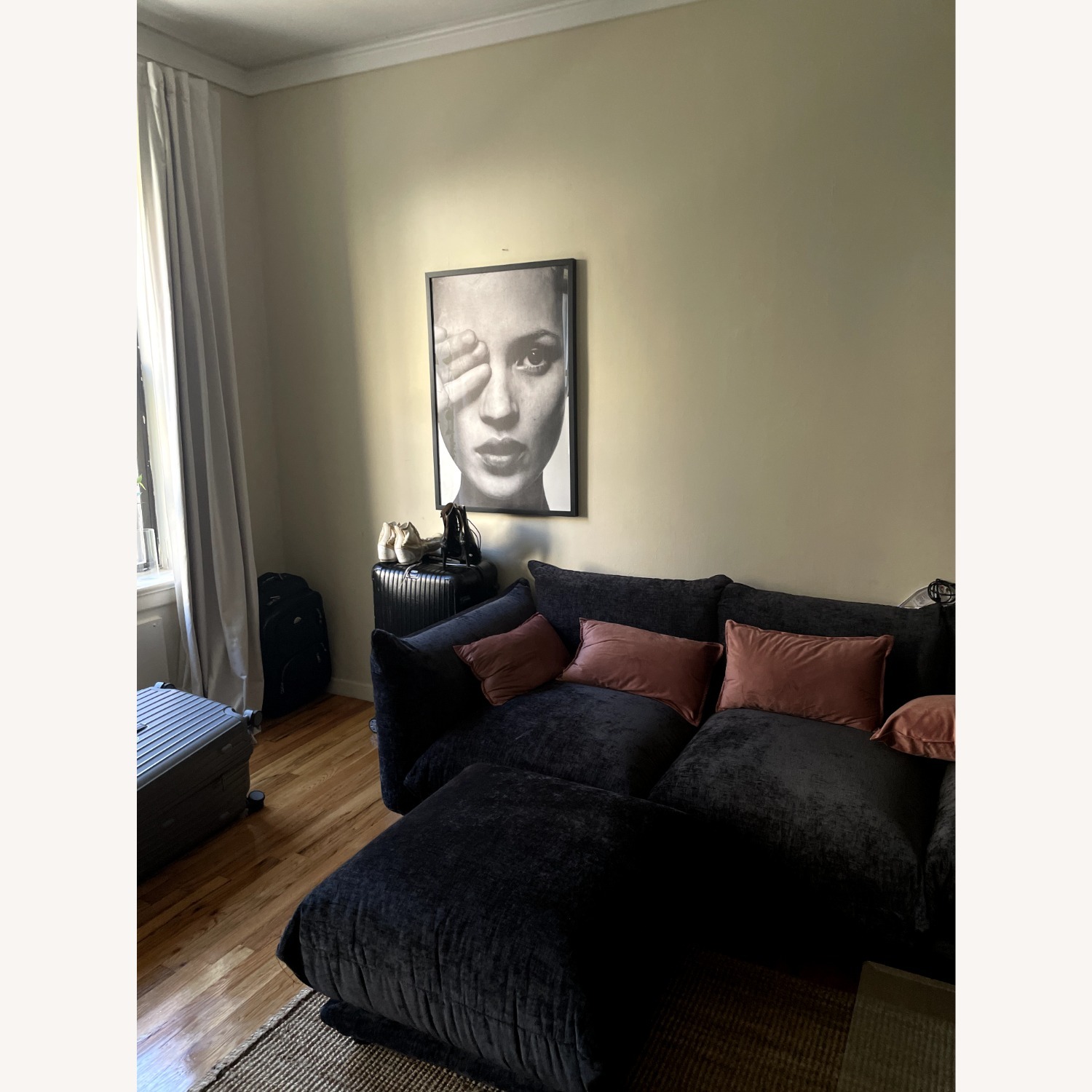 Blue Velvet 5 Piece Sectional - image-2