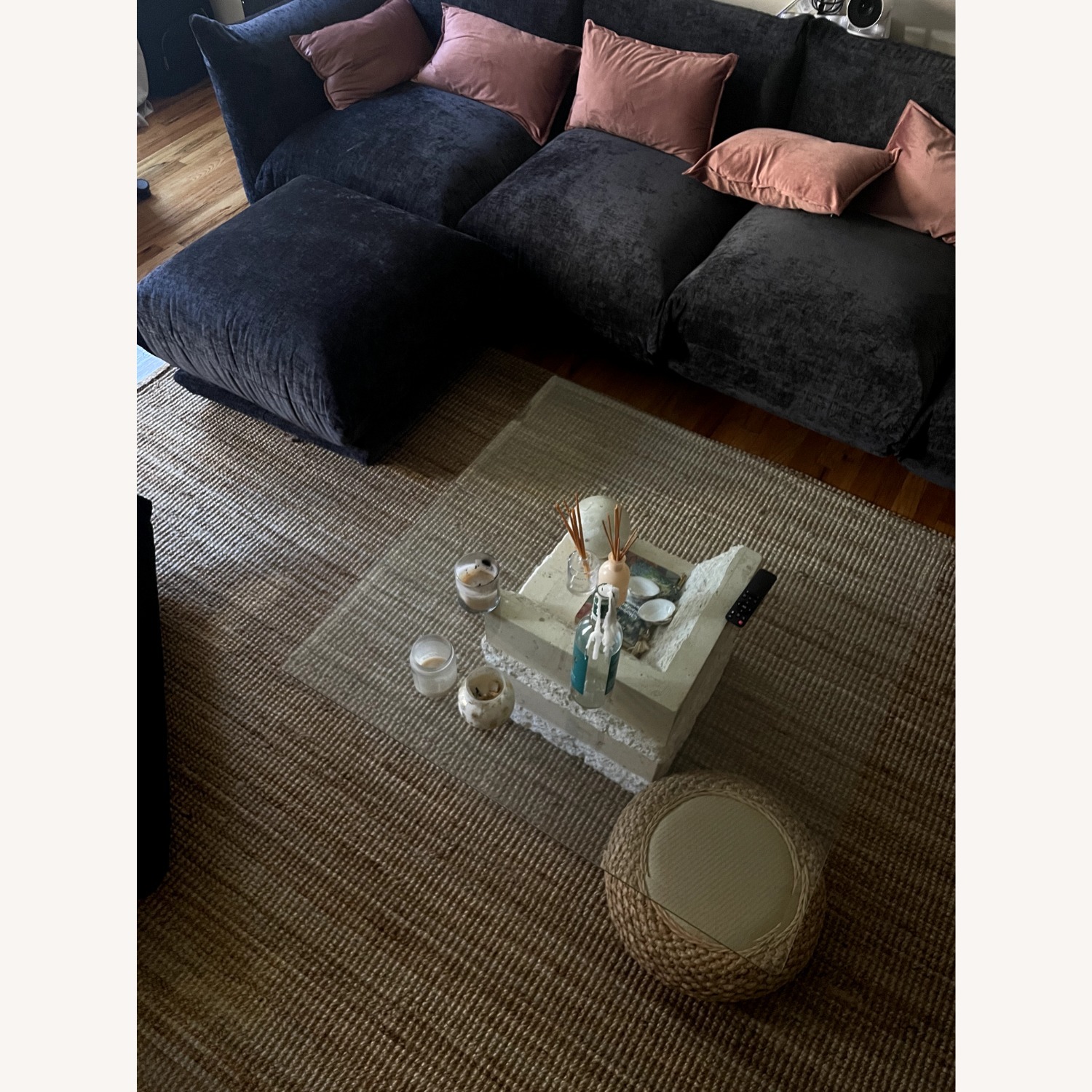 Blue Velvet 5 Piece Sectional - image-3