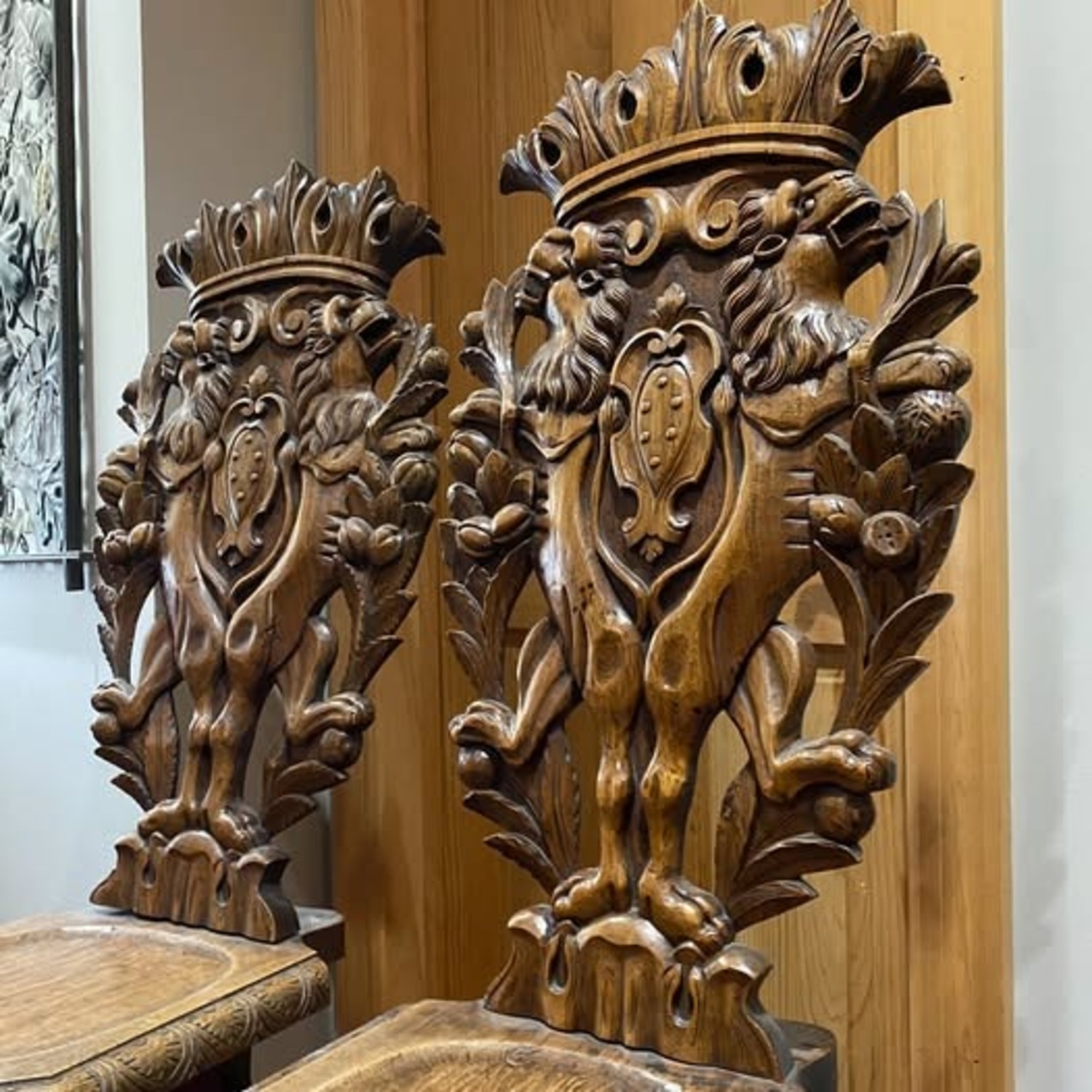Antique Italian Renaissance Carved Sgabello Chairs - image-2