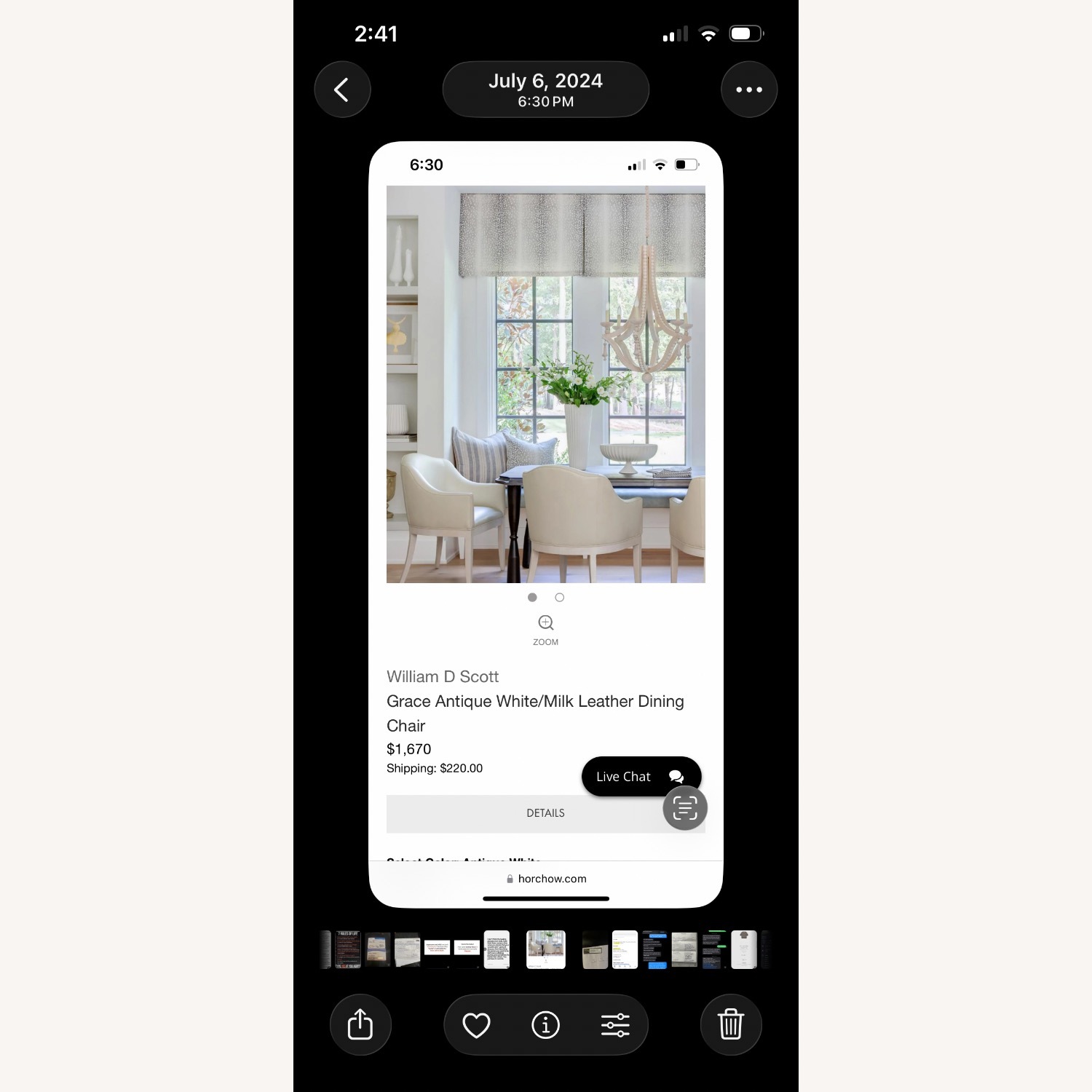 Two Cream Leather Dining Chairs - image-7